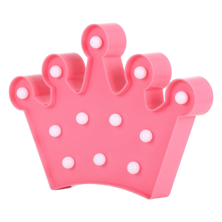 Pink crown LED night light with white bulb dots, battery-powered table lamp