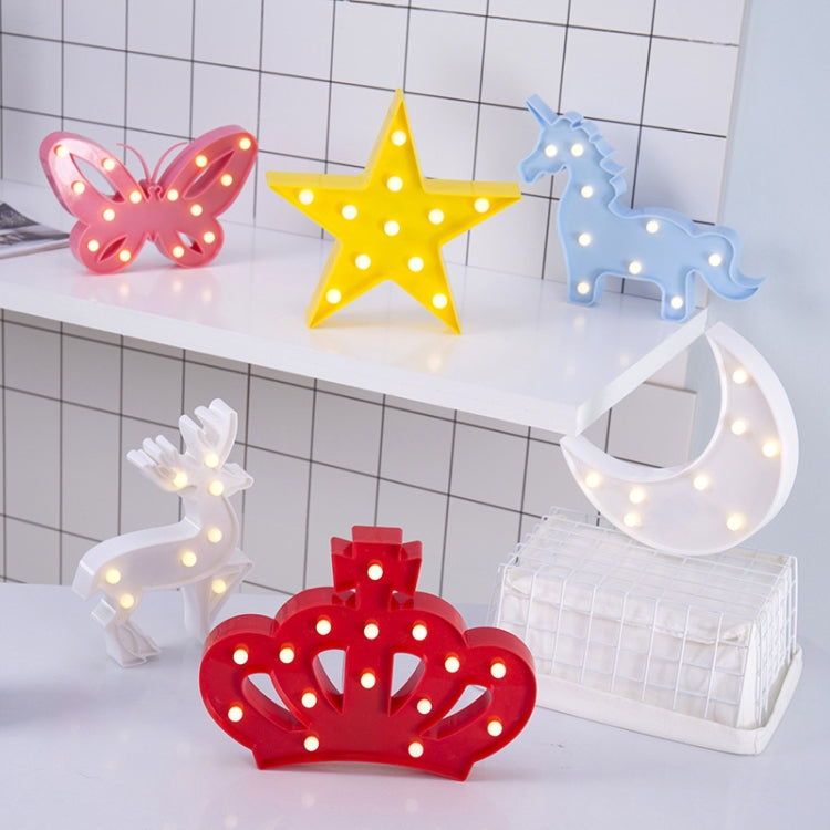 Assorted battery LED party night lights with star, butterfly, deer, and heart shapes