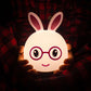 USB charging LED rabbit lamp with round glasses and friendly face glow