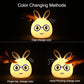Color-changing bunny LED lamp shown in yellow, blue, and multi-color lighting