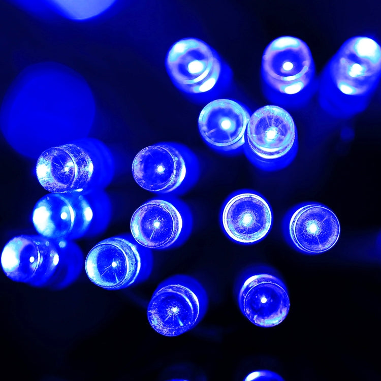 200-LED string light bulbs glowing in blue reticular pattern