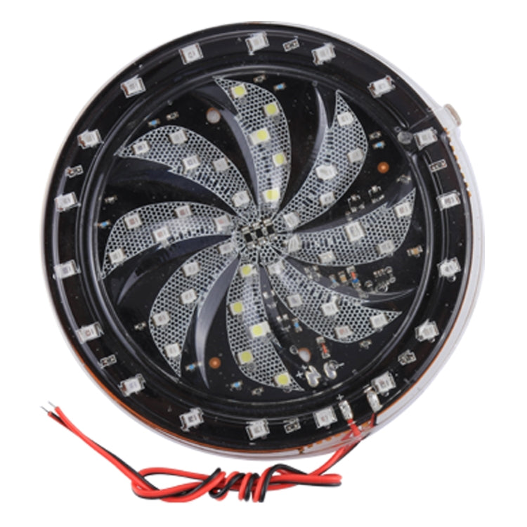 Round RGB LED motorcycle light plate with 58 SMD LEDs, black housing and wiring leads