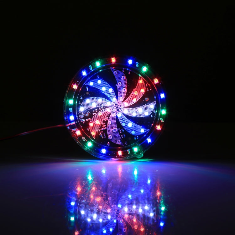 Glowing RGB 10cm motorcycle LED windmill light with multicolor ring and fan pattern