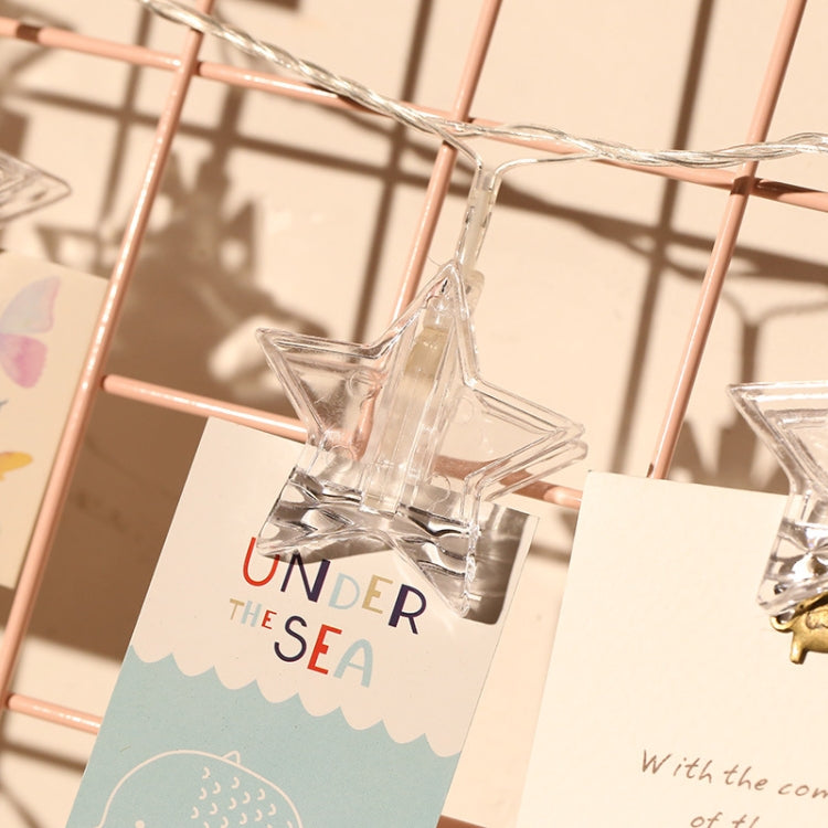 Star-shaped LED bulb on a clear warm white light string, USB decorative chain