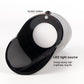 Solar LED wall light with top switch button and side indicator, dark body