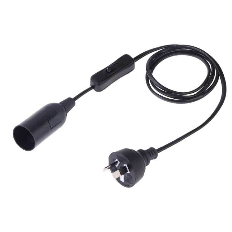 Black E14 lamp holder with inline on/off switch and 3-pin power plug extension cord