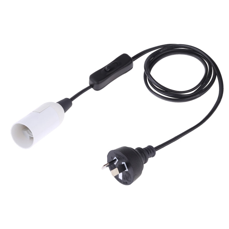 White E14 lamp holder with inline on/off switch and 3-pin power plug extension cord
