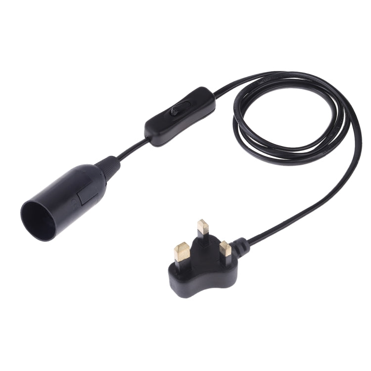 E14 lamp holder extension cord with inline switch, black socket, AU-style plug