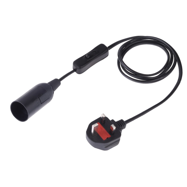 Black E14 lamp holder with inline on/off switch and extension power cord with plug