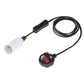 White E14 lamp holder with inline on/off switch and extension power cord with plug