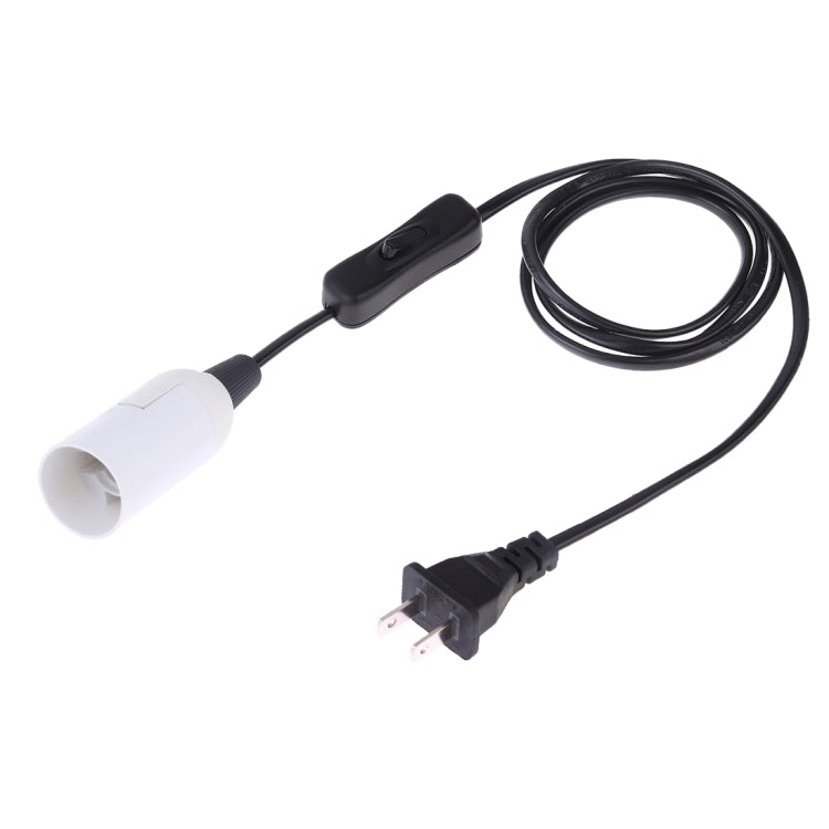 E14 lamp holder extension cord with inline switch, white socket, US plug