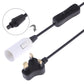 E14 lamp holder extension cord with inline switch and E14 socket, detailed connector