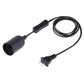 Black E27 lamp holder with inline switch and extension cable, US 2-pin plug