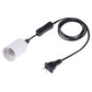 White E27 lamp holder with inline switch and extension cable, US 2-pin plug