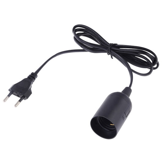 Black E27 lamp holder with extension cable and two-prong plug, single socket