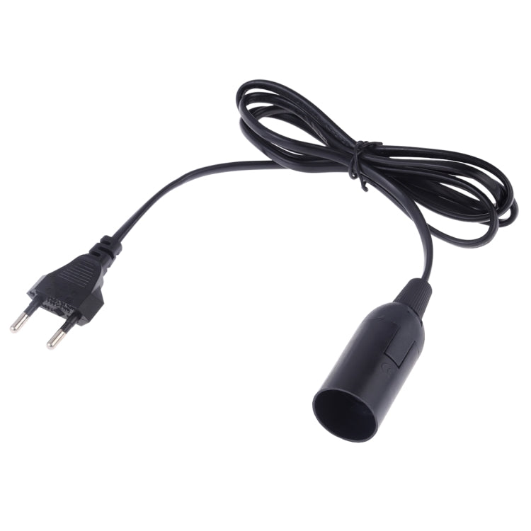 E14 lamp holder power socket with extension cable, black cord, EU plug, hanging-style holder