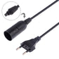E14 lamp holder extension cable with black inline socket and EU-style plug