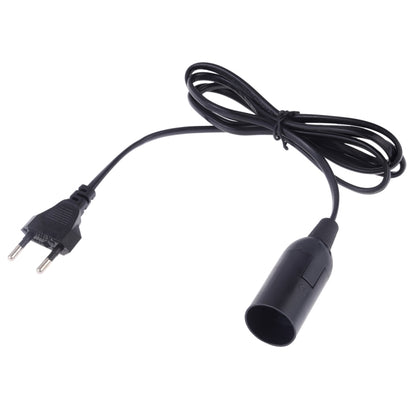 E14 lamp holder power socket with extension cable, black cord, EU plug, single bulb holder