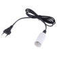E14 lamp holder power socket with extension cable, white holder, black cord, EU plug