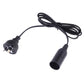 E14 lamp holder extension cable with black holder, black cord, plug with ground pin