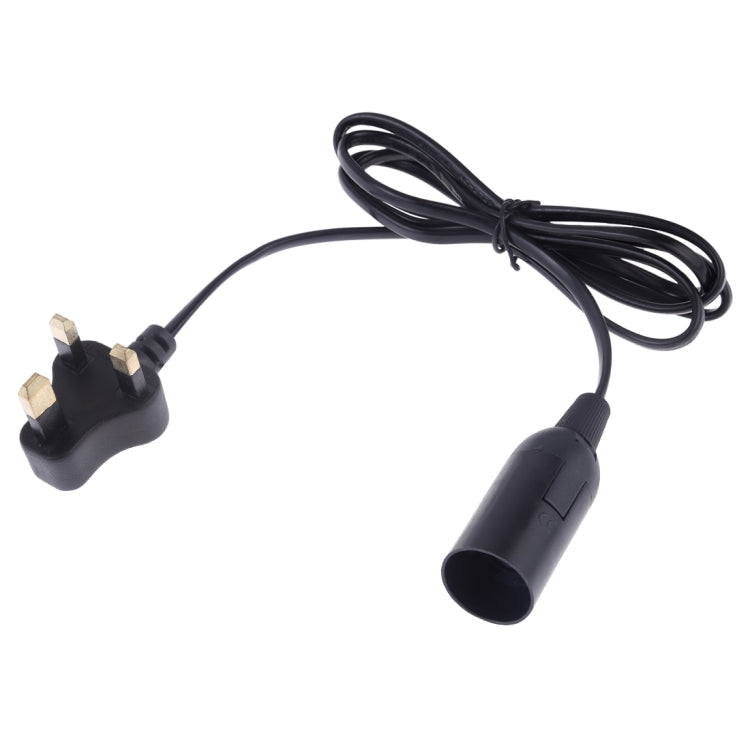 Black E14 lamp holder socket with black cable and 3-prong plug