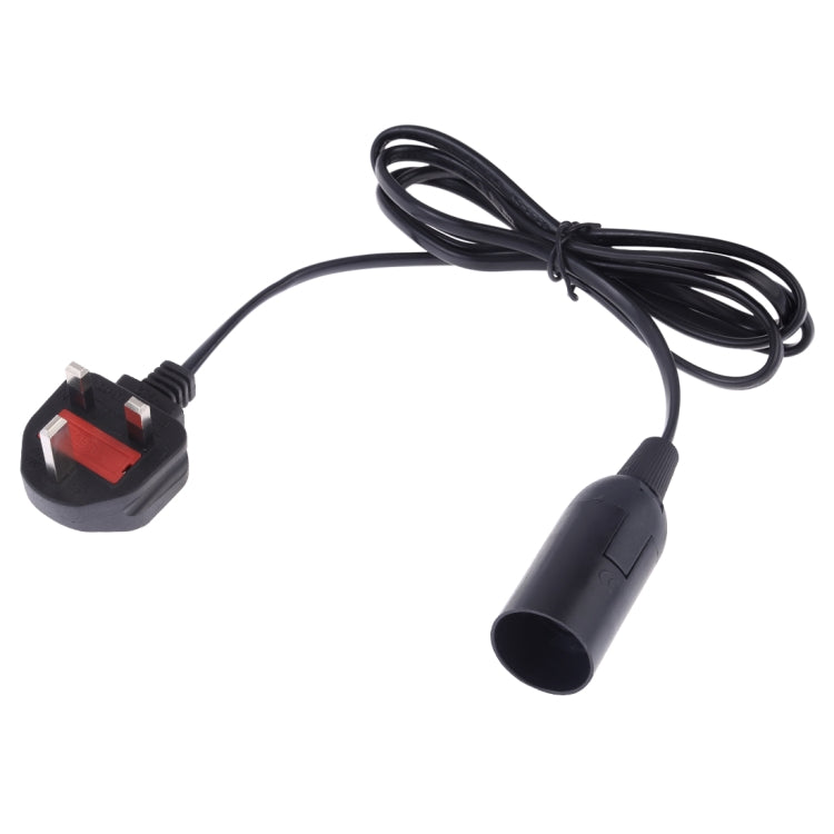 Black E14 lamp holder socket with black cable and red/black 3-prong plug