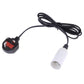 White E14 lamp holder socket with black cable and red/black 3-prong plug