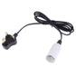 White E14 lamp holder socket with black cable and 3-prong plug