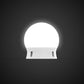 LED makeup mirror bulb, white globe with two prong base, front view
