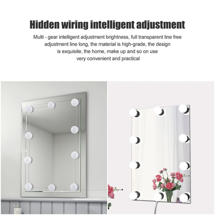 Hollywood-style makeup mirror light bulbs, round LEDs around a rectangular frame