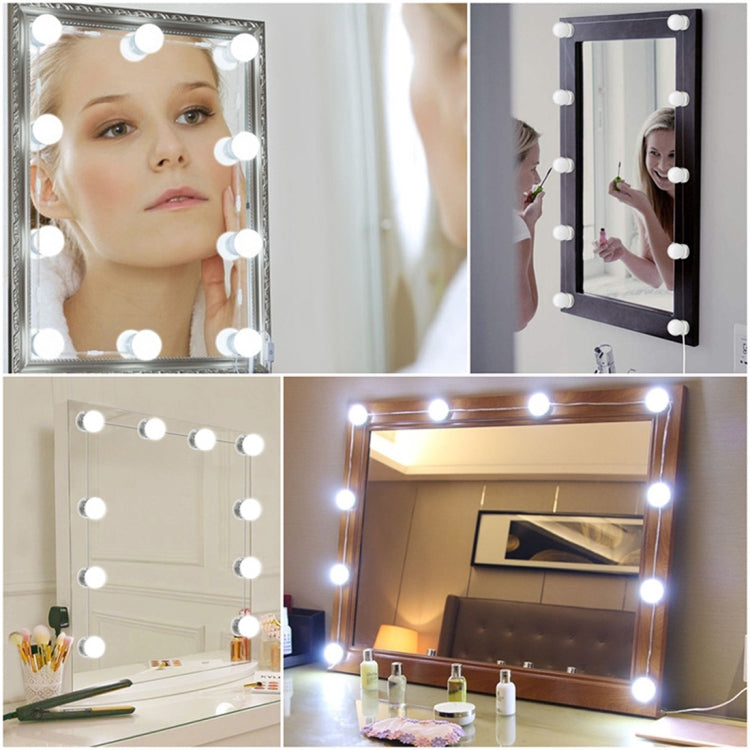 Hollywood-style vanity mirror with round LED bulbs around the frame, bright glow