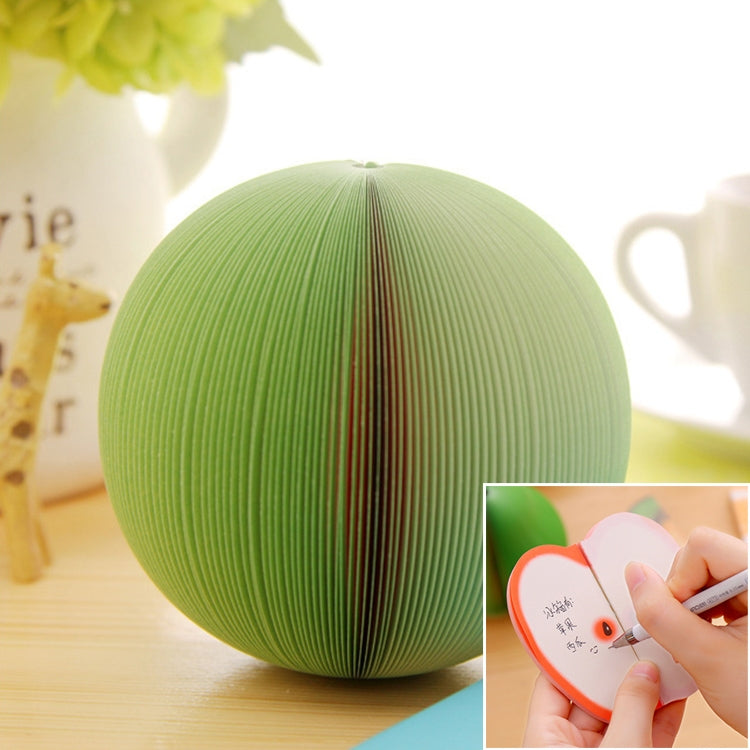 Green pear-shaped note sticker with pleated paper sphere fold