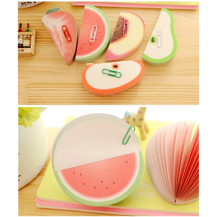 Mixed fruit note stickers showing watermelon slice and peach/pear shaped designs