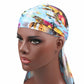 Floral printed pirate hat headscarf with long neck tail, elastic fit