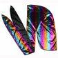 Iridescent pirate hat tie and front panel pieces with rainbow metallic finish