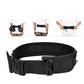 Black wide belt with side clips and dual strap loops, shown worn on a white shirt