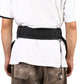 Black wide waist belt with side grommets and adjustable strap, includes hanging tether
