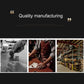 Black leather belt shown in quality-manufacturing collage