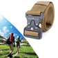 Outdoor tactical nylon belt with tan webbing and black quick-release buckle
