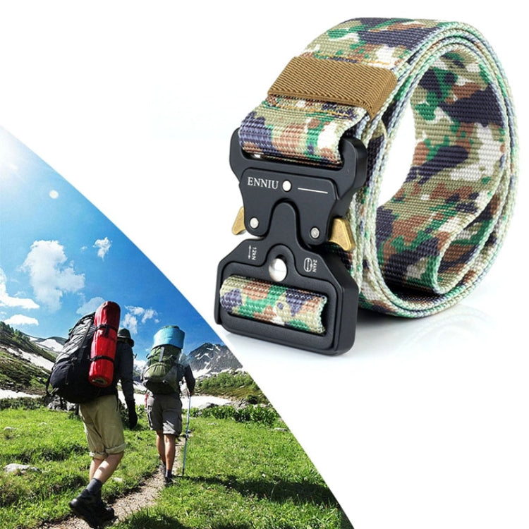 Outdoor tactical nylon belt, CP camouflage webbing and black quick-release buckle