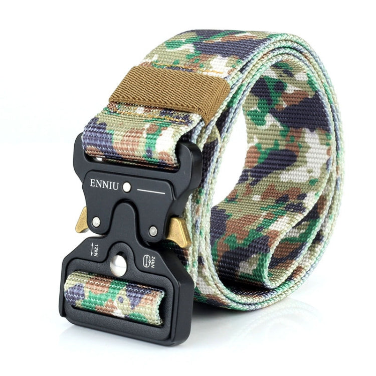 Outdoor tactical nylon belt with CP camouflage strap and black adjustable quick-release buckle