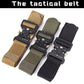 Adjustable nylon outdoor belt set with textured webbing and black metal buckle, multiple colors