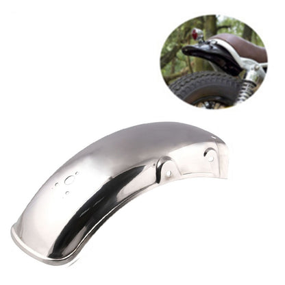 Polished stainless steel rear mudguard fender with dark black center stripe