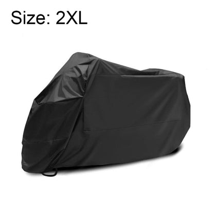 XXL black motorcycle cover with fitted, streamlined shape and elastic edges