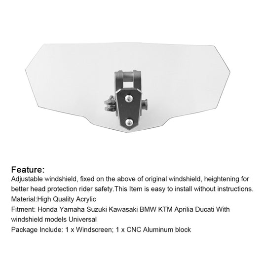 MB-WE024 Universal Motorcycle Modified Acrylic Heightened Windshield, MB-WE024(White)