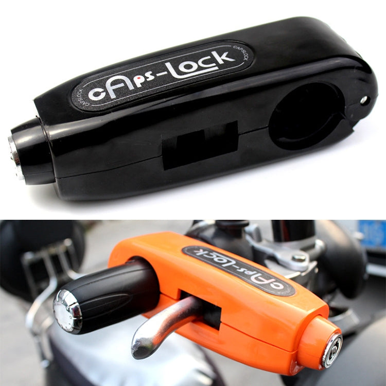 Black throttle anti-theft lock with APS-Lock label and key cylinder