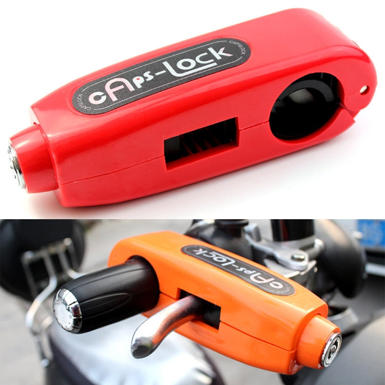 Red motorcycle throttle anti-theft brake lock with key slot and side key cylinder