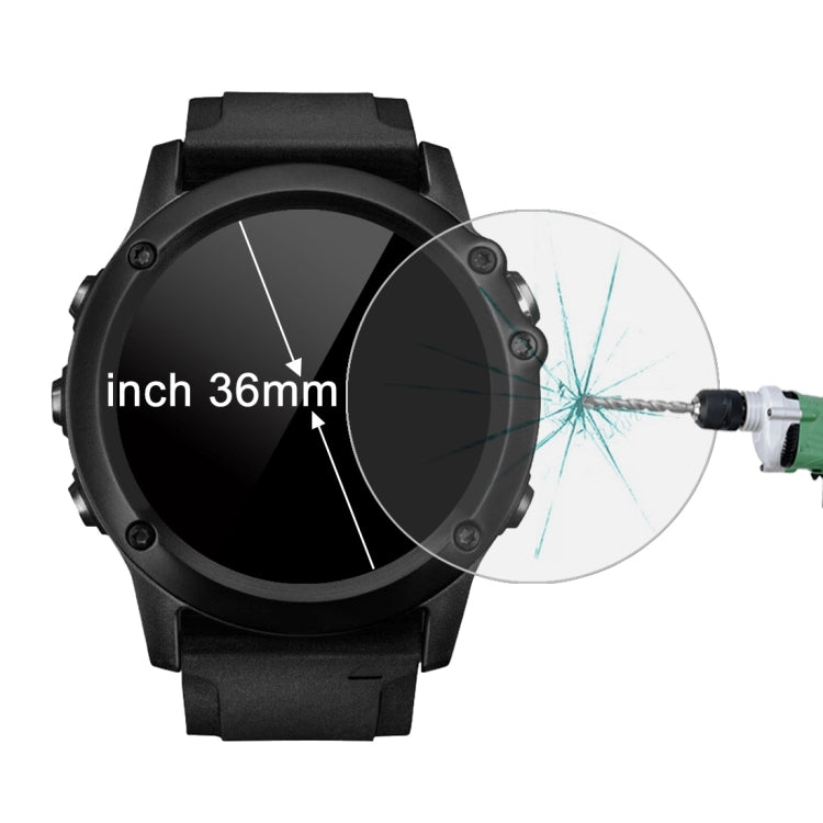 36mm round tempered glass screen protector for smartwatch, clear 2.5D curved edge