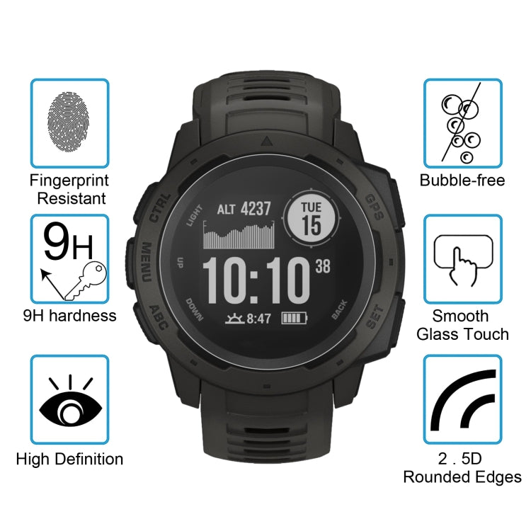 Tempered smartwatch screen protector for round watch, 9H, bubble-free, smooth touch