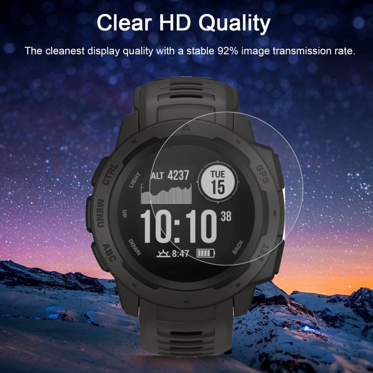 Clear HD quality smartwatch screen protector, round glass over black watch display